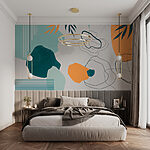 Fotomurales Formas abstractas y hojas vibrantes se entrelazan