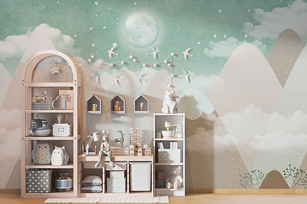 Fotomurales Luna y estrellas en el cielo