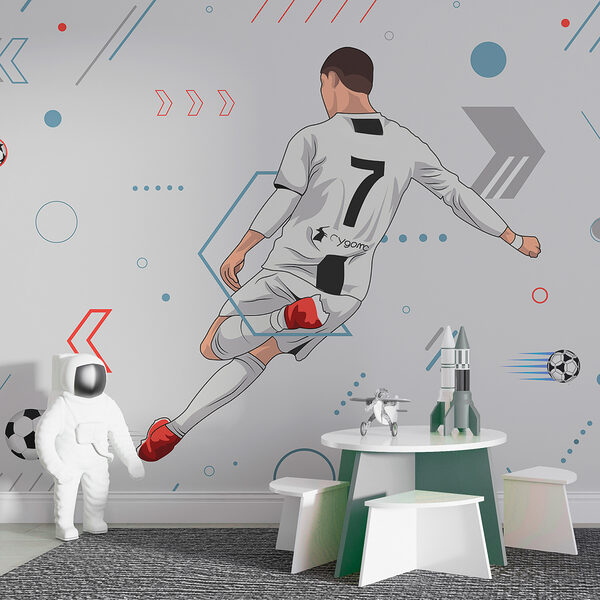 Jugador chutando con fuerza un balón de fútbol Fotomurales Jugador chutando con fuerza un balón de fútbol
