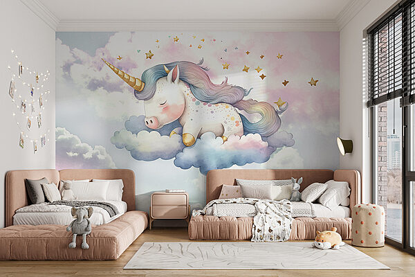 Unicornio durmiendo en las nubes Fotomurales Unicornio durmiendo en las nubes
