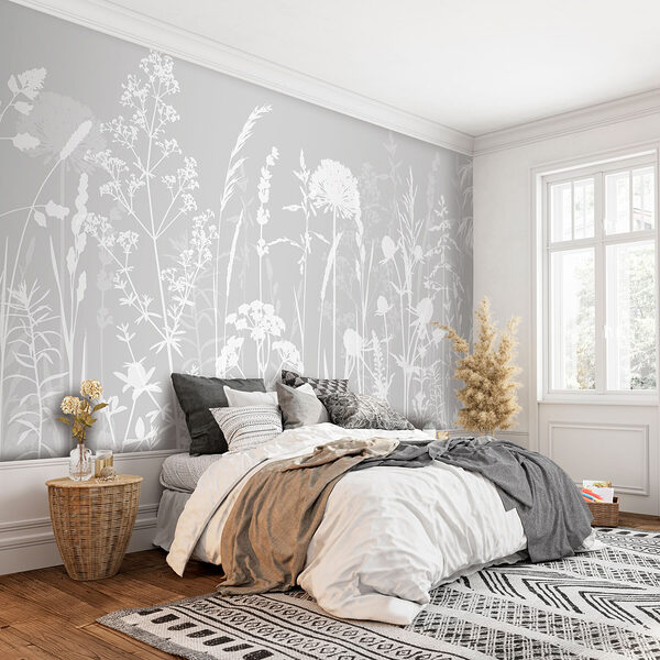 Fotomurales Flor blanca con fondo gris (SKU: w01270v1) Fotomurales Fotomurales Flor blanca con fondo gris (SKU: w01270v1)