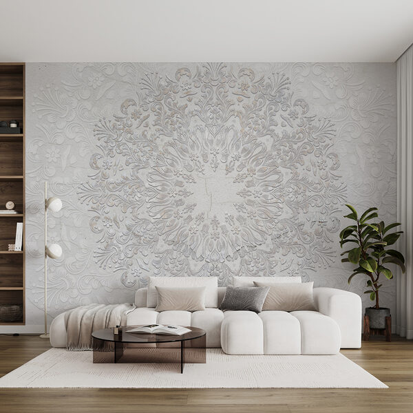 Fotomurales Diseño floral blanco sobre una superficie blanca (SKU: w01249) Fotomurales Fotomurales Diseño floral blanco sobre una superficie blanca (SKU: w01249)