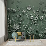 Fotomurales Escultura gris de flores y plantas