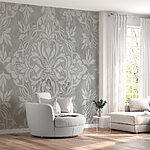 Fotomurales Papel pintado gris con dibujos blancos
