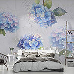 Fotomurales Delicadas hortensias en tonos suaves