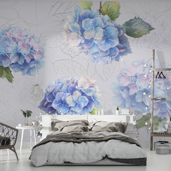 Fotomurales Fotomurales Delicadas hortensias en tonos suaves (SKU: w07942)