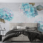 Fotomurales Hortensias serenas en tonos suaves