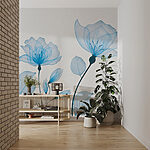 Fotomurales Flores azules con hojas