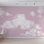 Fotomurales Fondo rosa y blanco con nubes blancas