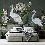 Fotomurales Papel pintado con pájaros y flores