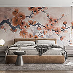 Fotomurales Pintura de una rama con flores