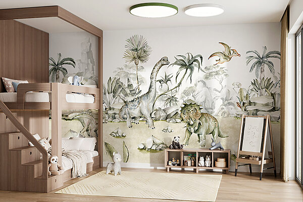 Acuarela de dinosaurios y plantas Fotomurales Acuarela de dinosaurios y plantas