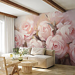 Fotomurales Pintura de rosas rosadas