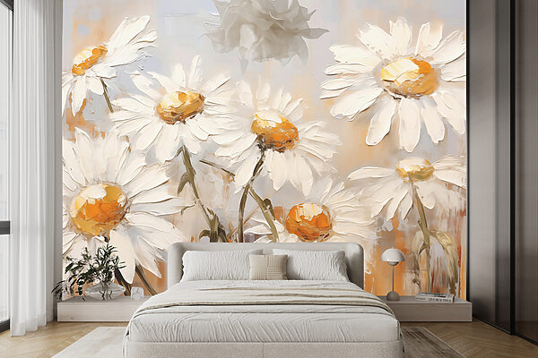 Pintura de flores blancas Fotomurales Pintura de flores blancas