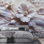 Fotomurales Flor y hojas blancas