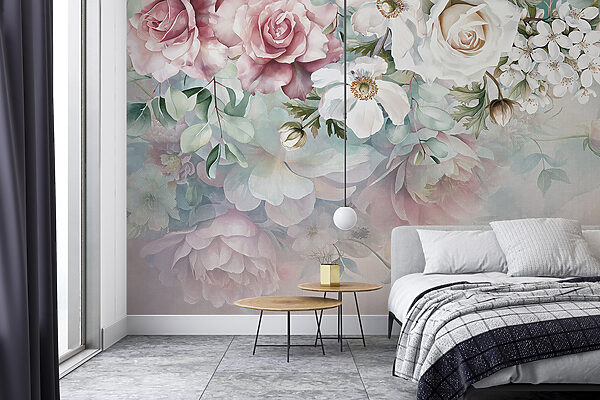 Pintura de flores sobre una superficie Fotomurales Pintura de flores sobre una superficie