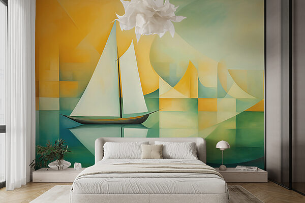 Pintura de un velero sobre el agua Fotomurales Pintura de un velero sobre el agua