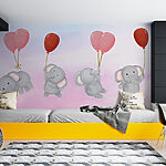 Fotomurales Grupo de elefantes sosteniendo globos