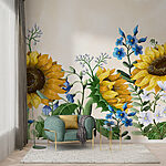 Fotomurales Grupo de girasoles y otras flores