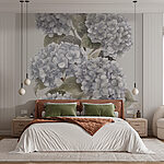 Fotomurales Elegantes hortensias en suave monocromo
