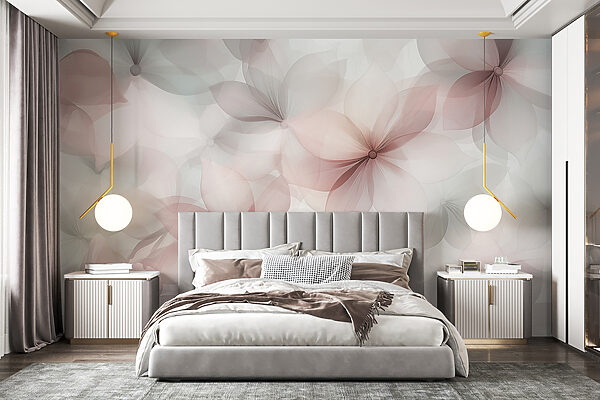 Fotomurales Fotomurales Grupo de flores sobre fondo blanco (SKU: w01446v1)