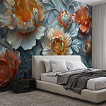 Fotomurales Papel pintado con flores y hojas