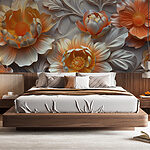 Fotomurales Papel pintado con flores y hojas