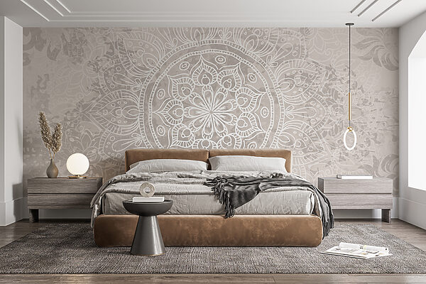 Mandala blanco y gris Fotomurales Mandala blanco y gris