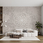 Fotomurales Mandala blanco y gris