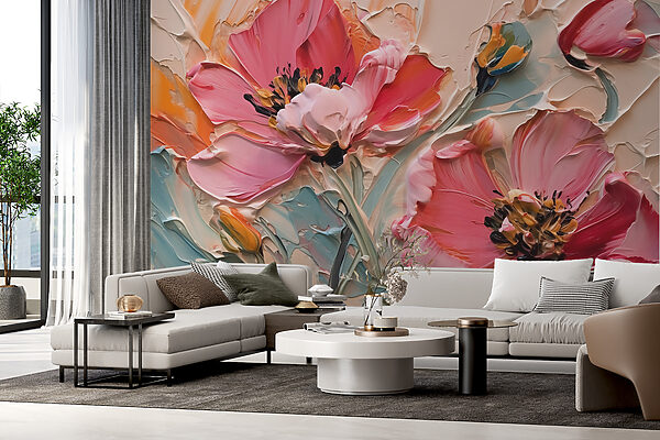 Pintura de flores sobre lienzo Fotomurales Pintura de flores sobre lienzo