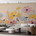 Fotomurales Pintura de flores sobre una superficie blanca