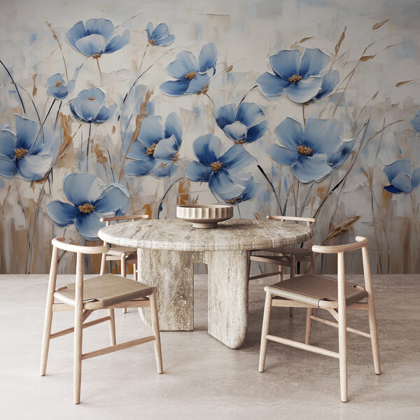 Fotomurales Pintura de flores azules (SKU: w01045) Fotomurales Fotomurales Pintura de flores azules (SKU: w01045)