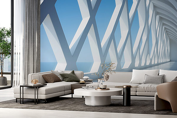 Pared blanca con muchas ventanas Fotomurales Pared blanca con muchas ventanas