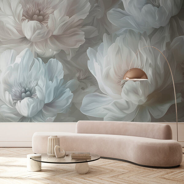 Fotomurales Elegante baile de flores monocromas