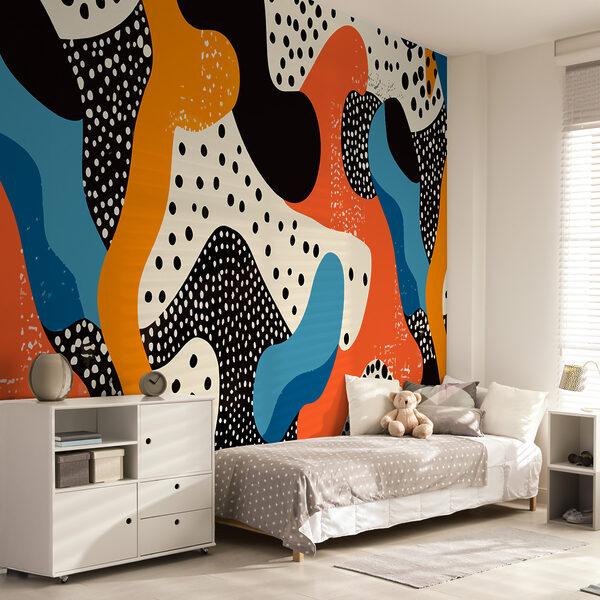 Fotomurales Motivo colorido con puntos negros