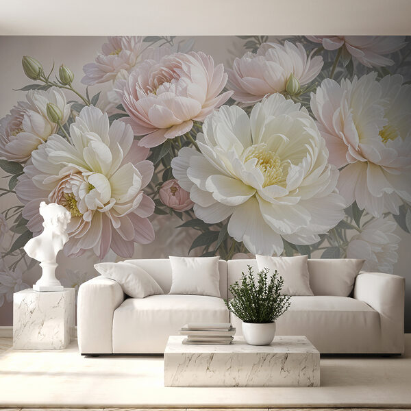 Grupo de flores blancas y rosas Fotomurales Grupo de flores blancas y rosas