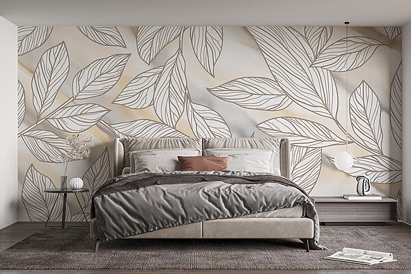 Fotomurales Patrón de hojas sobre una superficie jaspeada