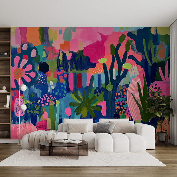 Pintura colorista de plantas y flores Fotomurales Pintura colorista de plantas y flores