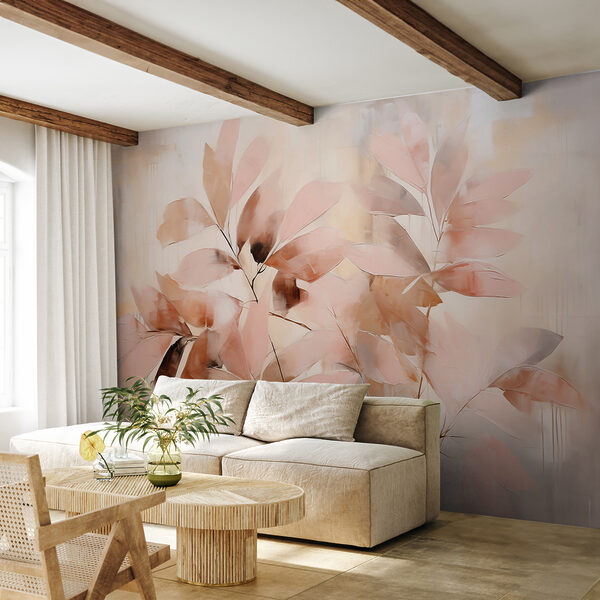 Pintura de hojas sobre una superficie blanca Fotomurales Pintura de hojas sobre una superficie blanca