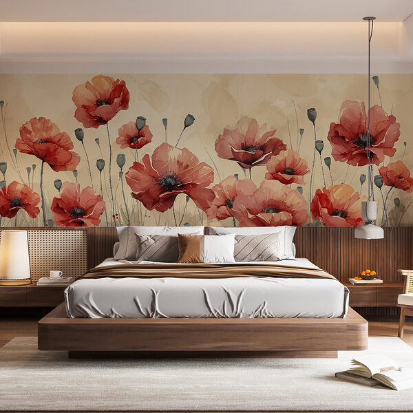 Pintura de flores rojas Fotomurales Pintura de flores rojas