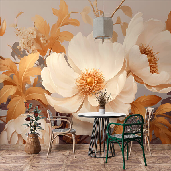 Fotomurales Fotomurales Flores cremosas en serena armonía (SKU: w01116)