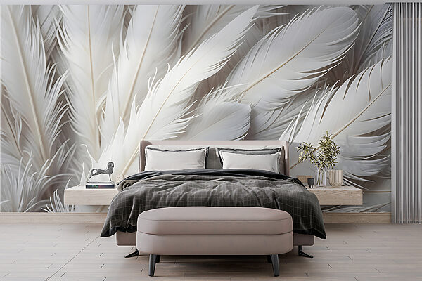 Fotomurales Grupo de plumas blancas