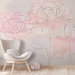 Fotomurales Dibujo de flores sobre fondo rosa