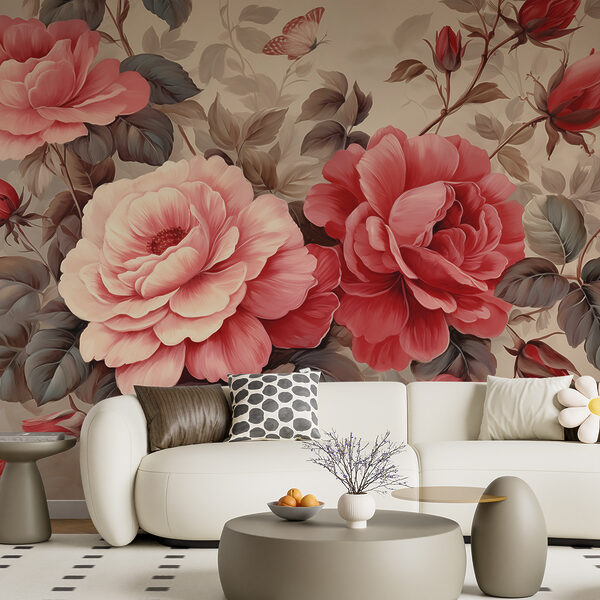 Elegantes flores adornan un lienzo atemporal Fotomurales Elegantes flores adornan un lienzo atemporal