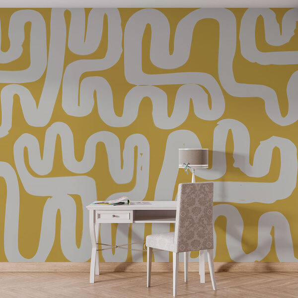 Fotomurales Fotomurales Laberinto blanco y amarillo (SKU: w01686v1)
