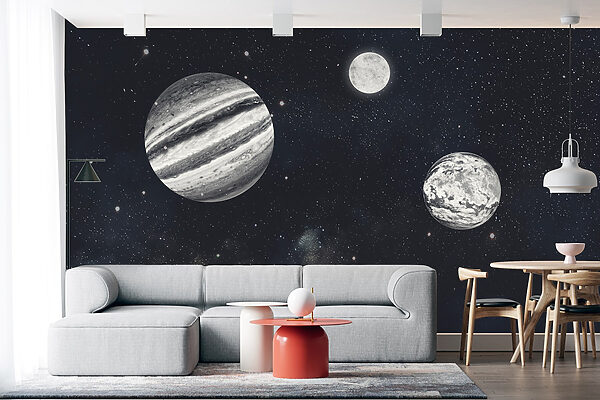 Planetas en el espacio con estrellas Fotomurales Planetas en el espacio con estrellas