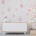 Fotomurales Papel pintado de lunares rosas y blancos
