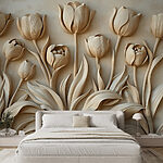 Fotomurales Elegantes esculturas de tulipanes beige en flor