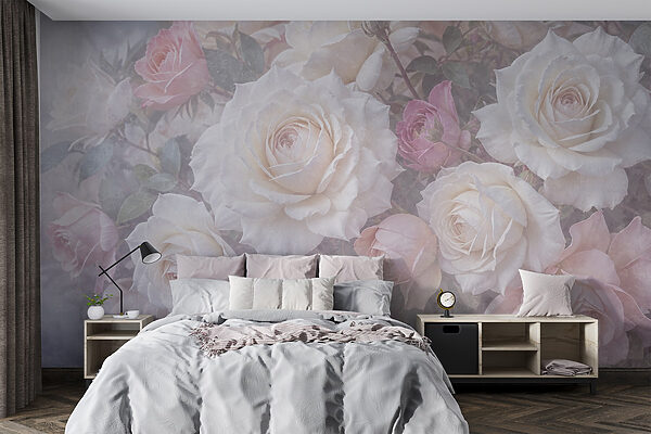 Grupo de rosas blancas y rosas Fotomurales Grupo de rosas blancas y rosas