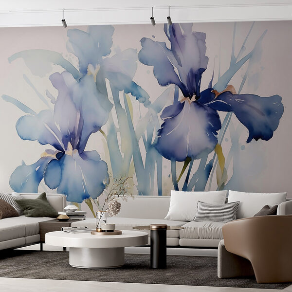 Pintura de flores sobre fondo blanco Fotomurales Pintura de flores sobre fondo blanco